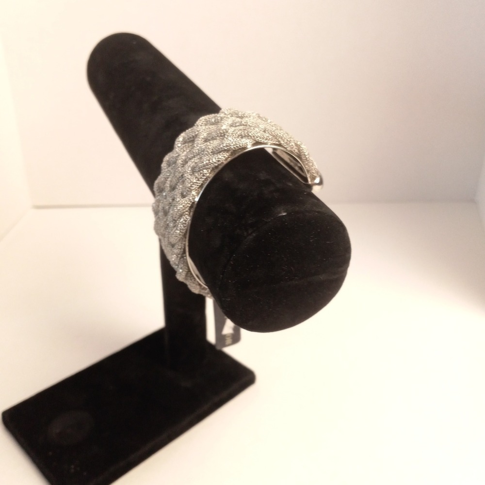 Ann Taylor Silver Tone Braided Mesh Cuff‎ Bracelet NWT